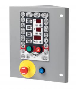 Microprocessor control panel with digital display to program and memorize up to 99 wrapping cycles. (Programmable and customizable according to user requirements)